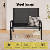 Gardeon Garden Bench Seat Steel Outdoor Patio Park Lounge Backyard Chair Black - 45-Degree Angle