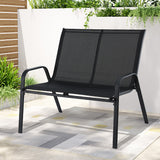 Gardeon Garden Bench Seat Steel Outdoor Patio Park Lounge Backyard Chair Black - Close-Up Angle