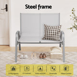 Gardeon Garden Bench Seat Steel Outdoor Patio Park Lounge Backyard Chair Grey - 45-Degree Angle