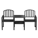 Gardeon Outdoor Garden Bench Seat Loveseat Steel Table Chairs Patio Furniture Black - Side View