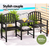 Gardeon Outdoor Garden Bench Seat Loveseat Steel Table Chairs Patio Furniture Black - 45-Degree Angle