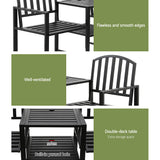 Gardeon Outdoor Garden Bench Seat Loveseat Steel Table Chairs Patio Furniture Black - Rear View
