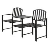 Gardeon Outdoor Garden Bench Seat Loveseat Steel Table Chairs Patio Furniture Black - Close-Up Angle