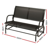 Gardeon Outdoor Garden Bench Seat Swing Glider Rocking 2 Seater Patio Furniture Black - Front View