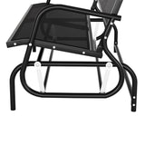 Gardeon Outdoor Garden Bench Seat Swing Glider Rocking 2 Seater Patio Furniture Black - Top-Down View