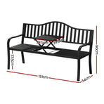 Gardeon Outdoor Garden Bench Seat Loveseat Steel Foldable Table Patio Furniture Black, Foldable