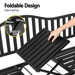 Gardeon Outdoor Garden Bench Seat Loveseat Steel Foldable Table Patio Furniture Black, image 6
