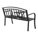 Gardeon Outdoor Garden Bench Seat Loveseat Steel Foldable Table Patio Furniture Black - Side View