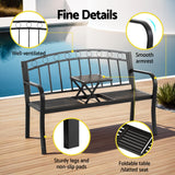 Gardeon Outdoor Garden Bench Seat Loveseat Steel Foldable Table Patio Furniture Black - 45-Degree Angle