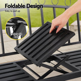 Gardeon Outdoor Garden Bench Seat Loveseat Steel Foldable Table Patio Furniture Black - Rear View