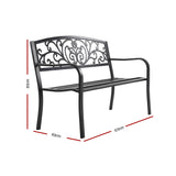 Gardeon Outdoor Garden Bench Seat Steel Outdoor Furniture 3 Seater Park Black - Front View