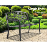 Gardeon Outdoor Garden Bench Seat Steel Outdoor Furniture 3 Seater Park Black - Top-Down View