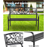 Gardeon Outdoor Garden Bench Seat Steel Outdoor Furniture 3 Seater Park Black - 45-Degree Angle