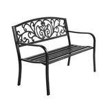 Gardeon Outdoor Garden Bench Seat Steel Outdoor Furniture 3 Seater Park Black - Low Angle