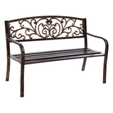 Gardeon Outdoor Garden Bench Seat Steel Outdoor Furniture 3 Seater Park Bronze - Low Angle