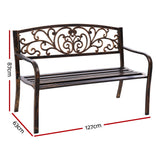 Gardeon Outdoor Garden Bench Seat Steel Outdoor Furniture 3 Seater Park Bronze - Front View