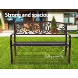 Gardeon Outdoor Garden Bench Seat Steel Outdoor Furniture 3 Seater Park Bronze - Top-Down View