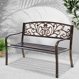 Gardeon Outdoor Garden Bench Seat Steel Outdoor Furniture 3 Seater Park Bronze - Close-Up Angle