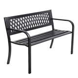 Gardeon Outdoor Garden Bench Seat Steel Outdoor Furniture 2 Seater Park Black - Low Angle