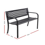 Gardeon Outdoor Garden Bench Seat Steel Outdoor Furniture 2 Seater Park Black - Front View