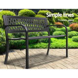 Gardeon Outdoor Garden Bench Seat Steel Outdoor Furniture 2 Seater Park Black - Top-Down View