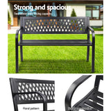 Gardeon Outdoor Garden Bench Seat Steel Outdoor Furniture 2 Seater Park Black - 45-Degree Angle