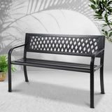 Gardeon Outdoor Garden Bench Seat Steel Outdoor Furniture 2 Seater Park Black - Close-Up Angle