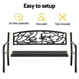 Gardeon Outdoor Bench Seat Garden Steel Outdoor Furniture 3 Seater Park Black - Rear View