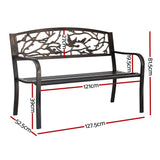 Gardeon Outdoor Bench Seat Garden Steel Outdoor Furniture 3 Seater Park Bronze - Side View