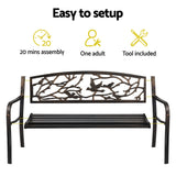 Gardeon Outdoor Bench Seat Garden Steel Outdoor Furniture 3 Seater Park Bronze - Close-Up Angle