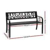Gardeon Outdoor Garden Bench Seat Outdoor Furniture Steel 2 Seater Park Black - Front View