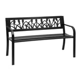 Gardeon Outdoor Garden Bench Seat Outdoor Furniture Steel 2 Seater Park Black - Side View