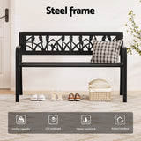 Gardeon Outdoor Garden Bench Seat Outdoor Furniture Steel 2 Seater Park Black - Top-Down View