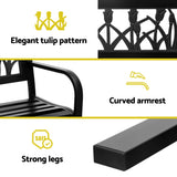 Gardeon Outdoor Garden Bench Seat Outdoor Furniture Steel 2 Seater Park Black - 45-Degree Angle