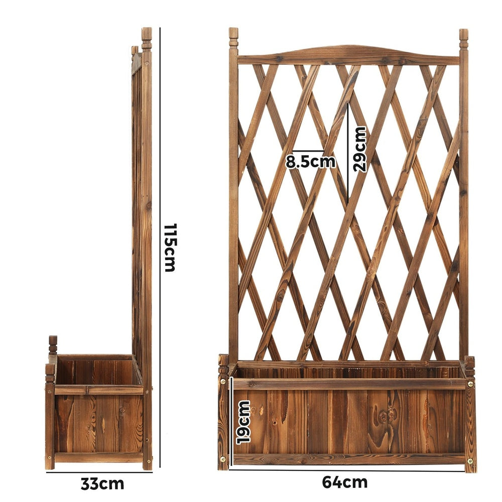 Livsip 2pc Wooden Raised Garden Bed with Trellis 64x28.5x115cm