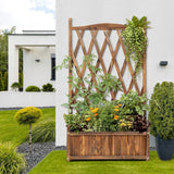 Livsip 2pc Wooden Raised Garden Bed with Trellis 64x28.5x115cm