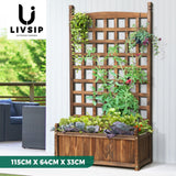 Livsip Wooden Garden Bed with Trellis 64x28.5x115cm - Top-Down View
