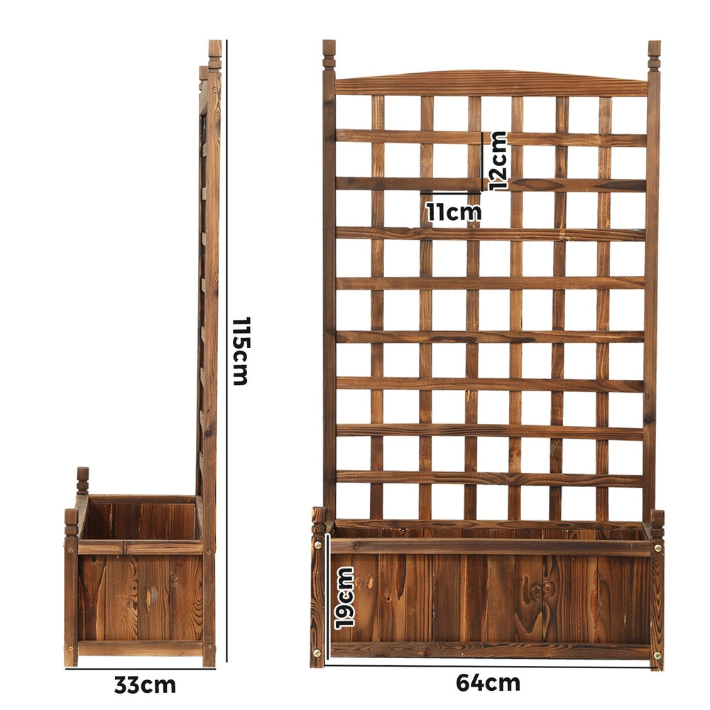 Livsip Wooden Garden Bed with Trellis 64x28.5x115cm