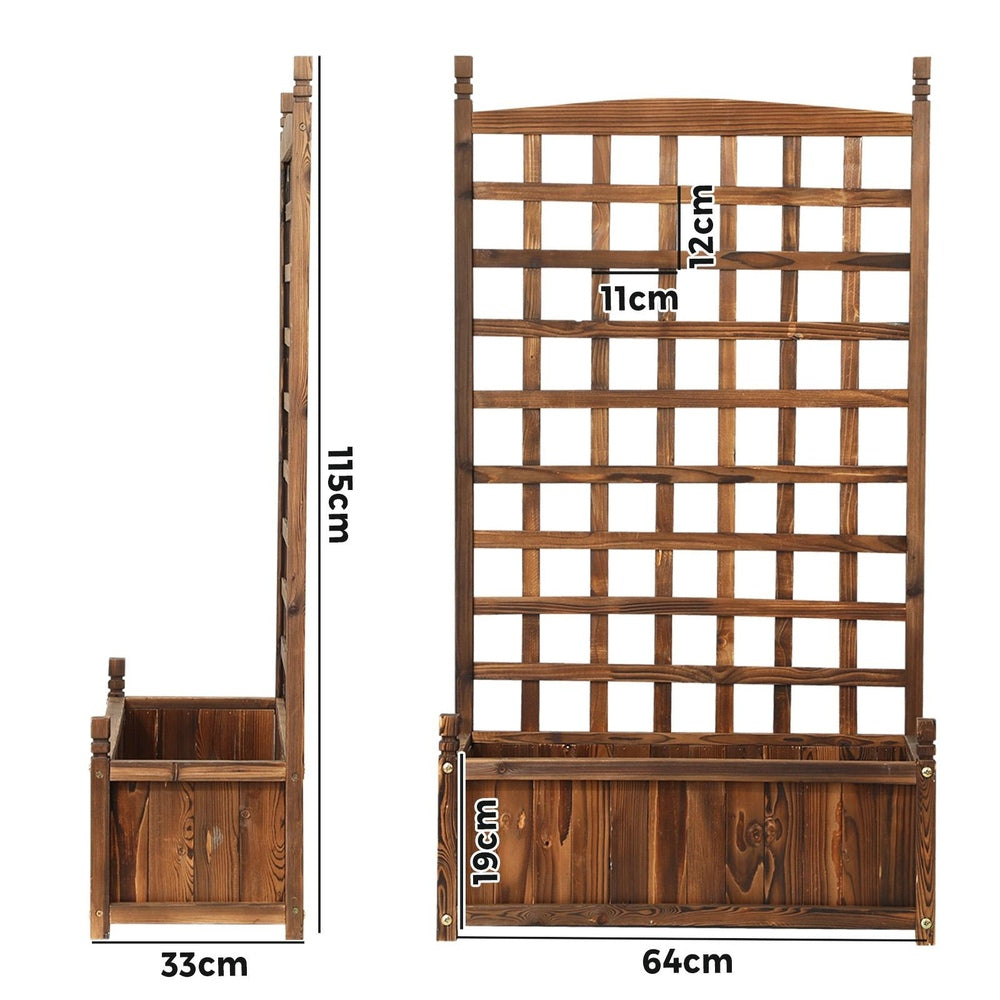 Livsip 2pc Wooden Garden Bed with Trellis 64x28.5x115cm