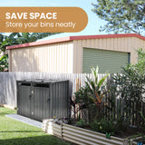 PLANTCRAFT Double Steel Wheelie Garbage Bin Storage Shed, Enclosure with 2 Opening Doors - Close-Up Angle