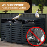 PlantCraft Triple Wood Wheelie Bins Storage Shed, 3 Door Garbage Rubbish Bin Enclosure - Top-Down View
