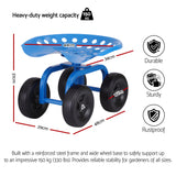 Gardeon Garden Seat 360 Swivel Rolling Adjustable Height Work Scooter Cart Wheels Heavy Duty 150kg - Close-Up Angle