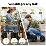 Gardeon Garden Seat 360 Swivel Rolling Adjustable Height Work Scooter Cart Wheels Heavy Duty 150kg - Front View