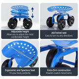 Gardeon Garden Seat 360 Swivel Rolling Adjustable Height Work Scooter Cart Wheels Heavy Duty 150kg - Side View