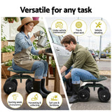 Gardeon Garden Seat 360 Swivel Rolling Adjustable Height Work Scooter Cart Wheels Heavy Duty 150kg - Front View