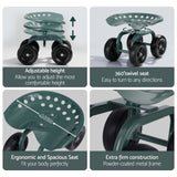 Gardeon Garden Seat 360 Swivel Rolling Adjustable Height Work Scooter Cart Wheels Heavy Duty 150kg - Side View