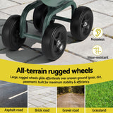 Gardeon Garden Seat 360 Swivel Rolling Adjustable Height Work Scooter Cart Wheels Heavy Duty 150kg - 45-Degree Angle
