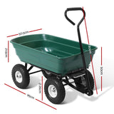 Gardeon Garden Cart Dump 270kg Hand Trailer Trolley Wagon Wheelbarrow Pull 75L - Front View