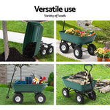 Gardeon Garden Cart Dump 270kg Hand Trailer Trolley Wagon Wheelbarrow Pull 75L - Rear View