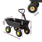 Gardeon Garden Cart Dump Utility Wagon 270kg 2in1 Handle Tractor Trolley 110L with 10in Tyres - Front View